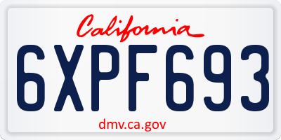 CA license plate 6XPF693