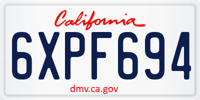 CA license plate 6XPF694