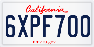 CA license plate 6XPF700