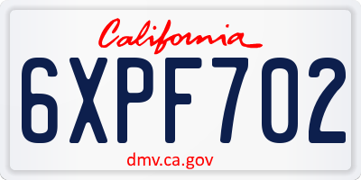 CA license plate 6XPF702
