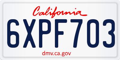 CA license plate 6XPF703