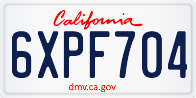 CA license plate 6XPF704