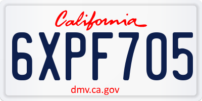 CA license plate 6XPF705