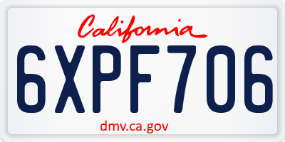 CA license plate 6XPF706