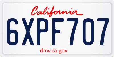 CA license plate 6XPF707