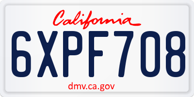 CA license plate 6XPF708