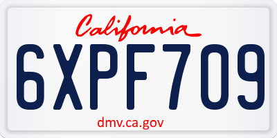 CA license plate 6XPF709