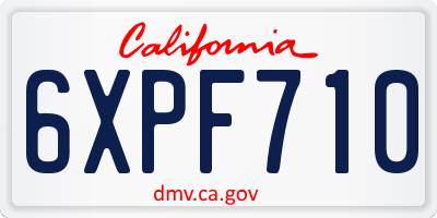 CA license plate 6XPF710