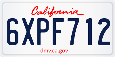 CA license plate 6XPF712