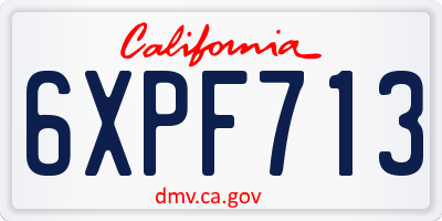 CA license plate 6XPF713