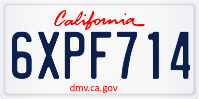 CA license plate 6XPF714