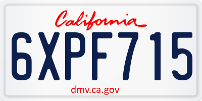CA license plate 6XPF715