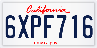 CA license plate 6XPF716