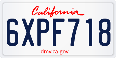 CA license plate 6XPF718