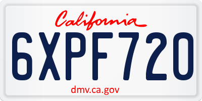 CA license plate 6XPF720