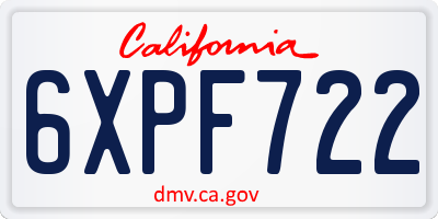 CA license plate 6XPF722