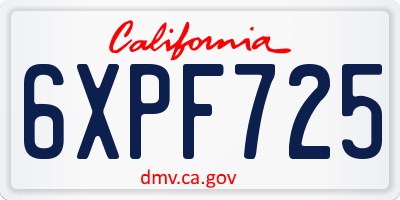 CA license plate 6XPF725