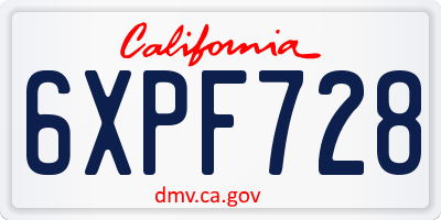 CA license plate 6XPF728