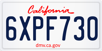 CA license plate 6XPF730