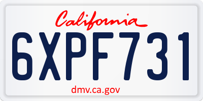 CA license plate 6XPF731