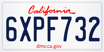 CA license plate 6XPF732