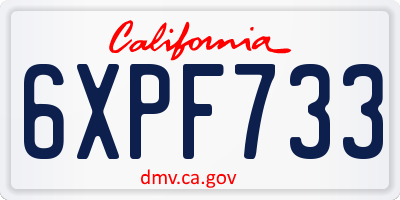 CA license plate 6XPF733