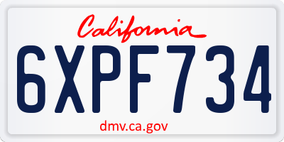 CA license plate 6XPF734