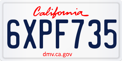 CA license plate 6XPF735
