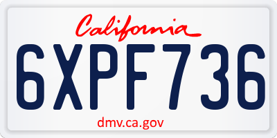 CA license plate 6XPF736