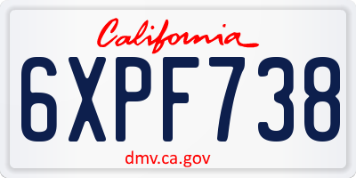 CA license plate 6XPF738