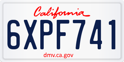 CA license plate 6XPF741
