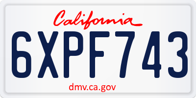CA license plate 6XPF743