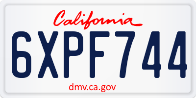 CA license plate 6XPF744