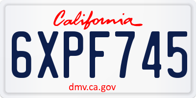 CA license plate 6XPF745