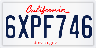 CA license plate 6XPF746