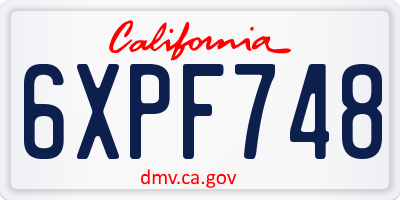 CA license plate 6XPF748