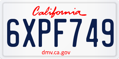 CA license plate 6XPF749
