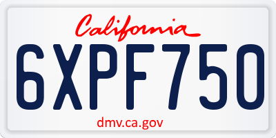 CA license plate 6XPF750
