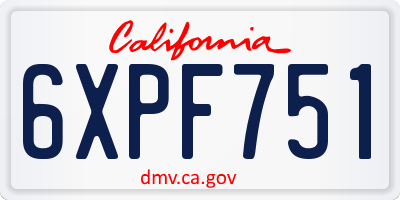 CA license plate 6XPF751