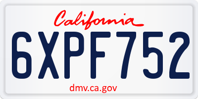 CA license plate 6XPF752