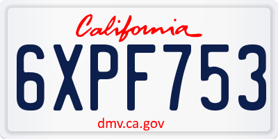 CA license plate 6XPF753