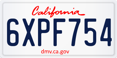 CA license plate 6XPF754