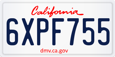 CA license plate 6XPF755