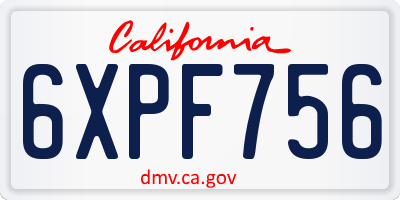 CA license plate 6XPF756