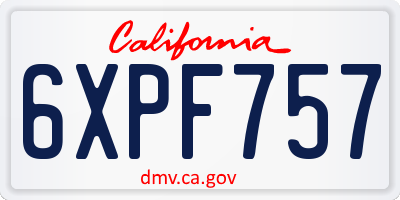 CA license plate 6XPF757