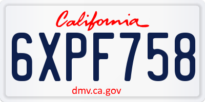 CA license plate 6XPF758