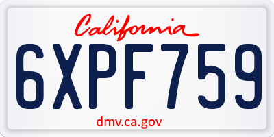 CA license plate 6XPF759