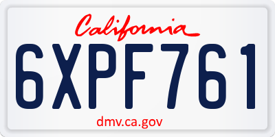 CA license plate 6XPF761