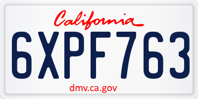 CA license plate 6XPF763