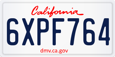 CA license plate 6XPF764